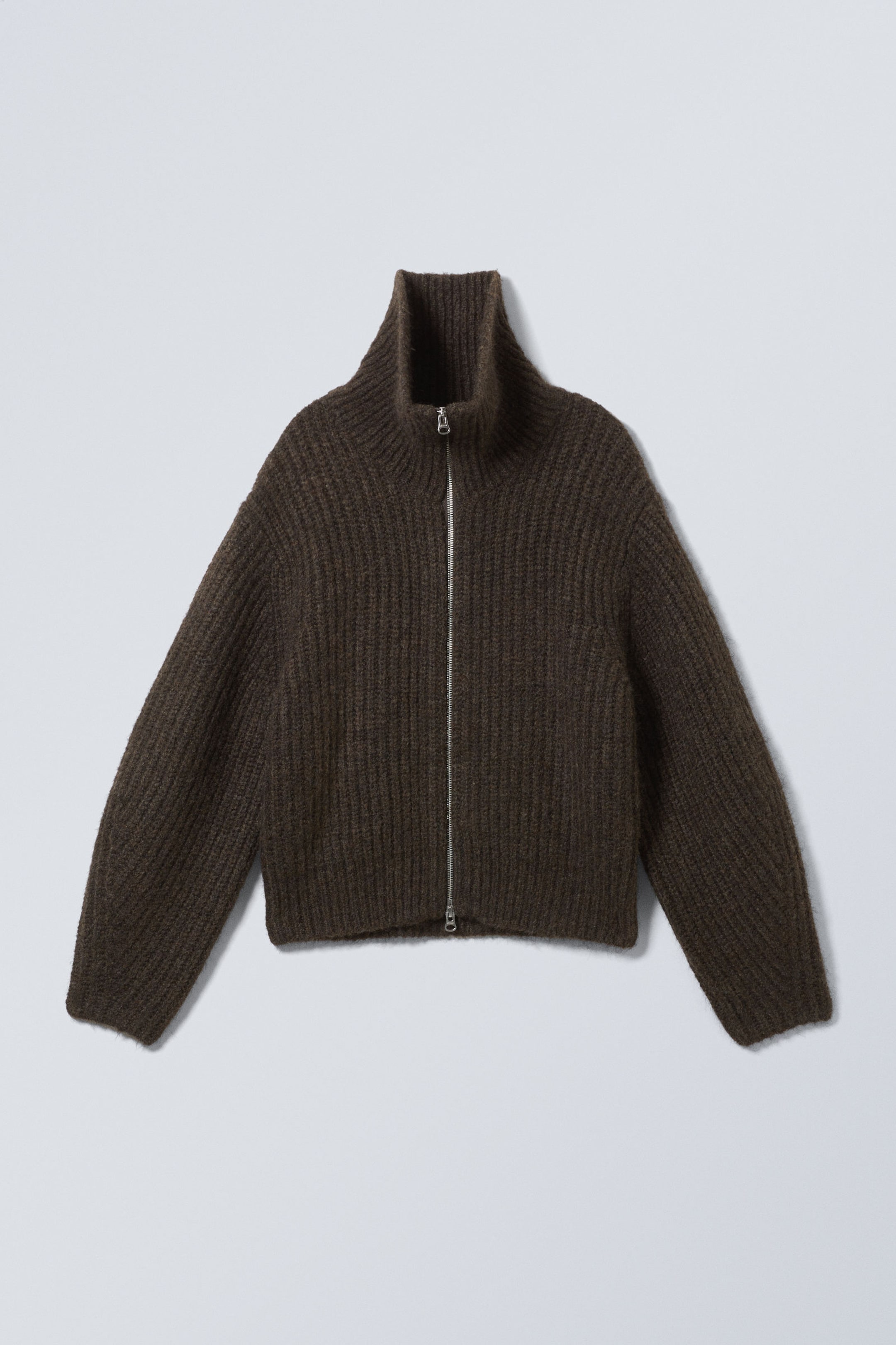 Dark Brown - Bea Zip Cardigan - 1