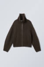 Dunkelbraun - Strickjacke mit Reißverschluss Bea - 0