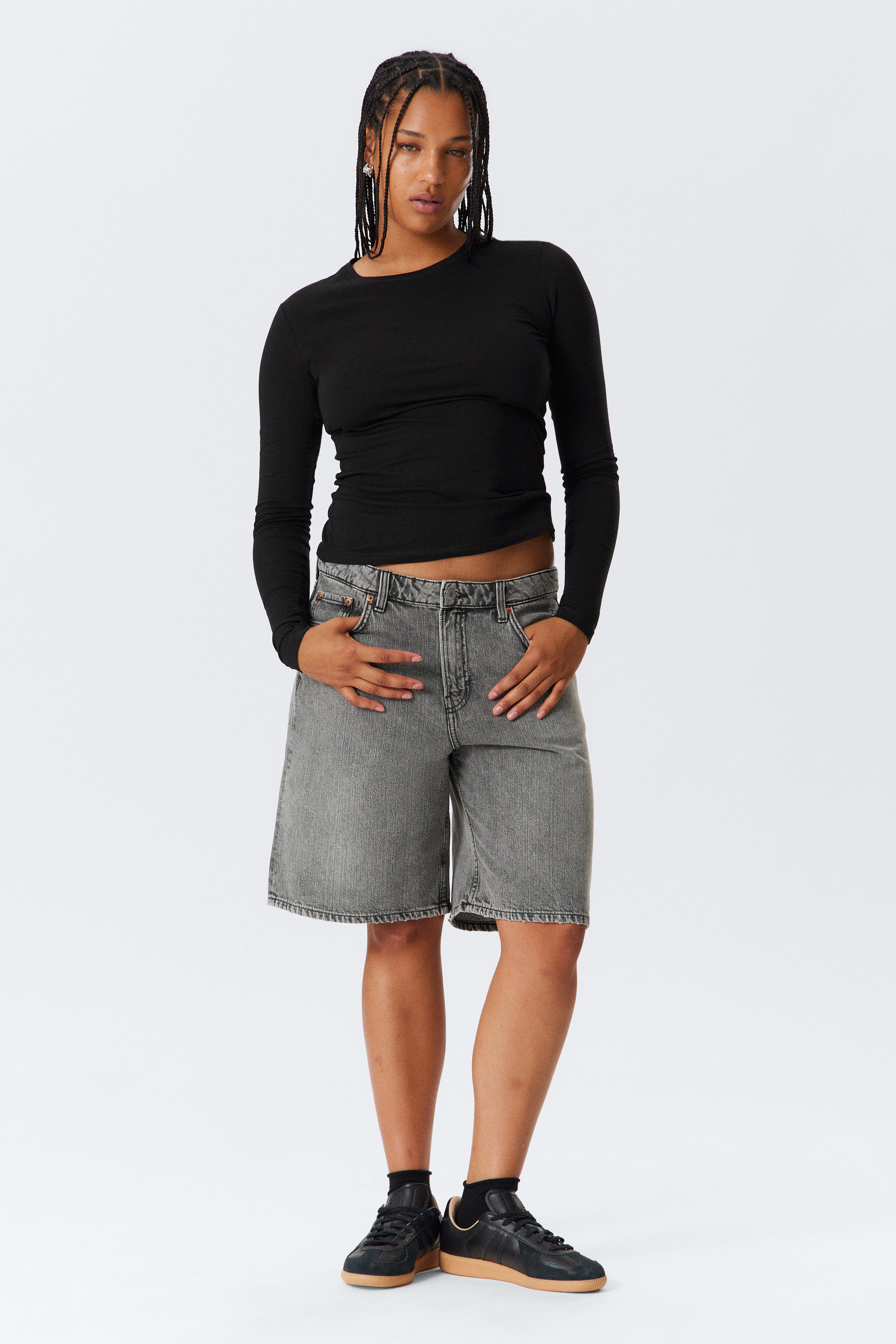 Grey Fade - Grey - Monterey Low Rise Denim Shorts - 1