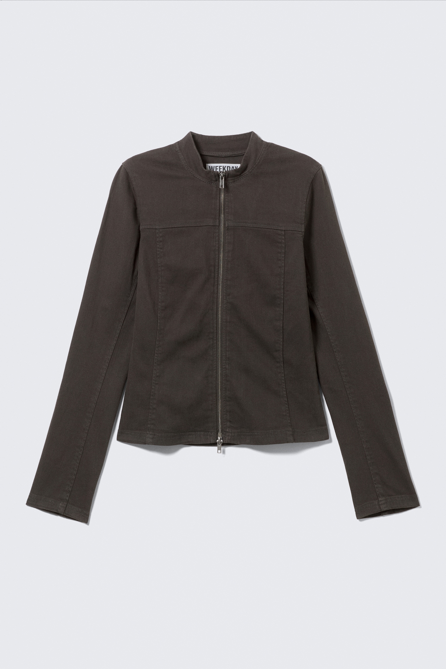 Slim Structured Cotton Zip Jacket - Dark Grey/Light Beige/Dark Grey - 1