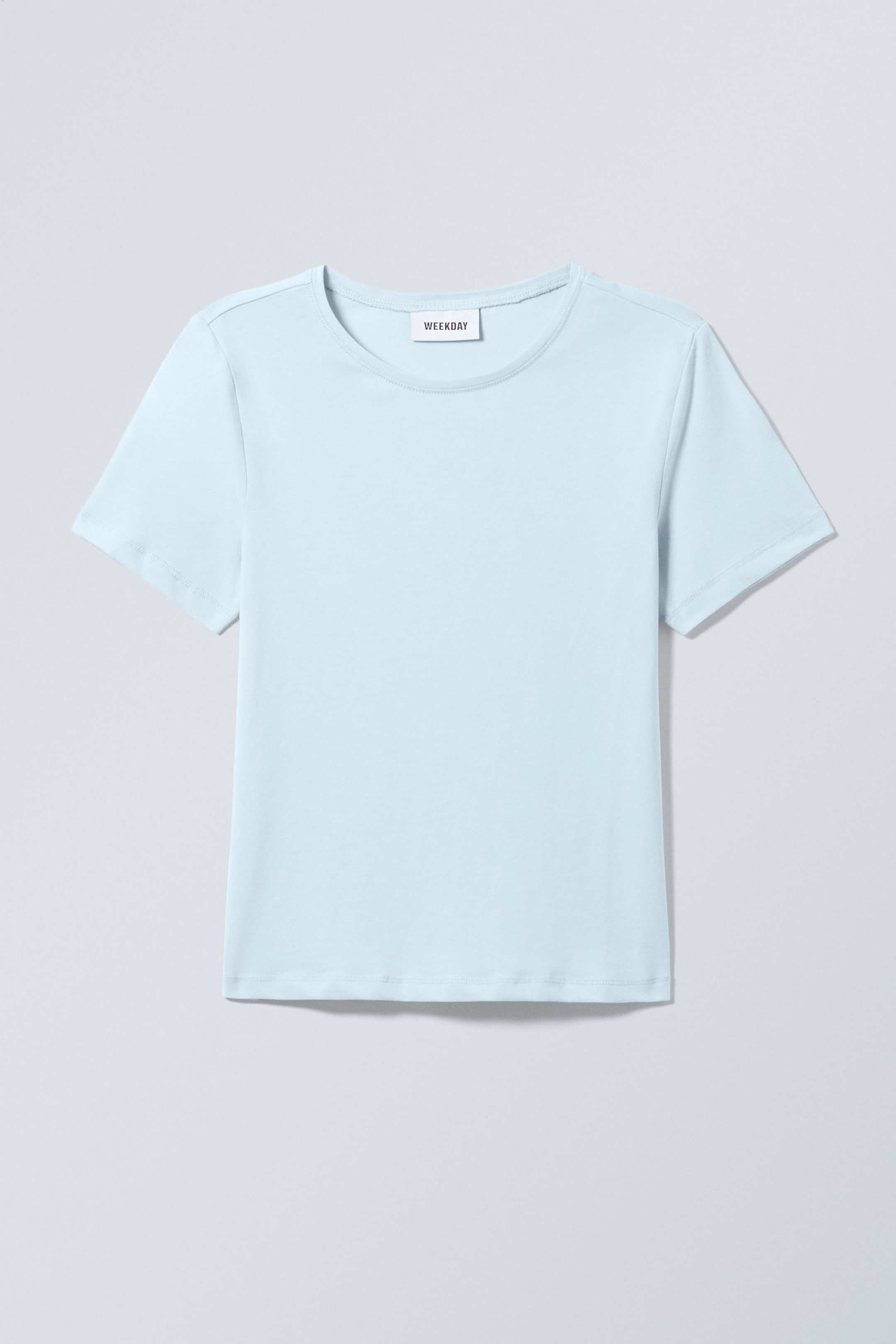 Hellblau - Schmal geschnittenes T-Shirt - 0