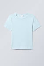 Hellblau - Schmal geschnittenes T-Shirt - 0