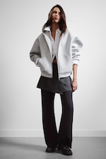 Grey Melange - Oversized Scuba Zip-Hoodie - 0