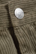 Vert kaki - Pantalon baggy plissé en velours côtelé - 4