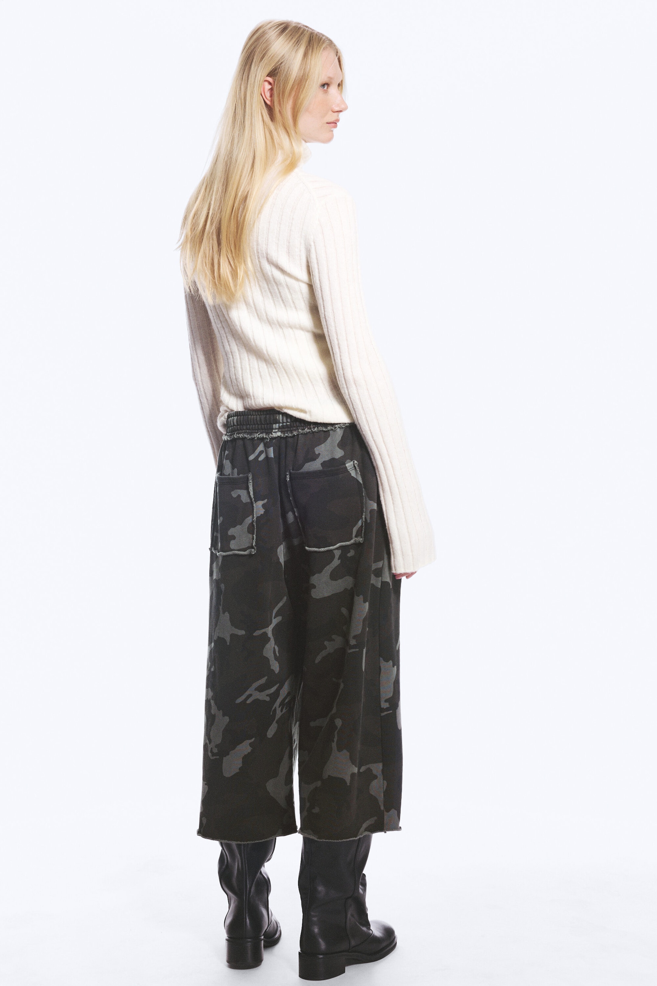 Dark Khaki Green - Camo - Terry 7/8th trousers - 6
