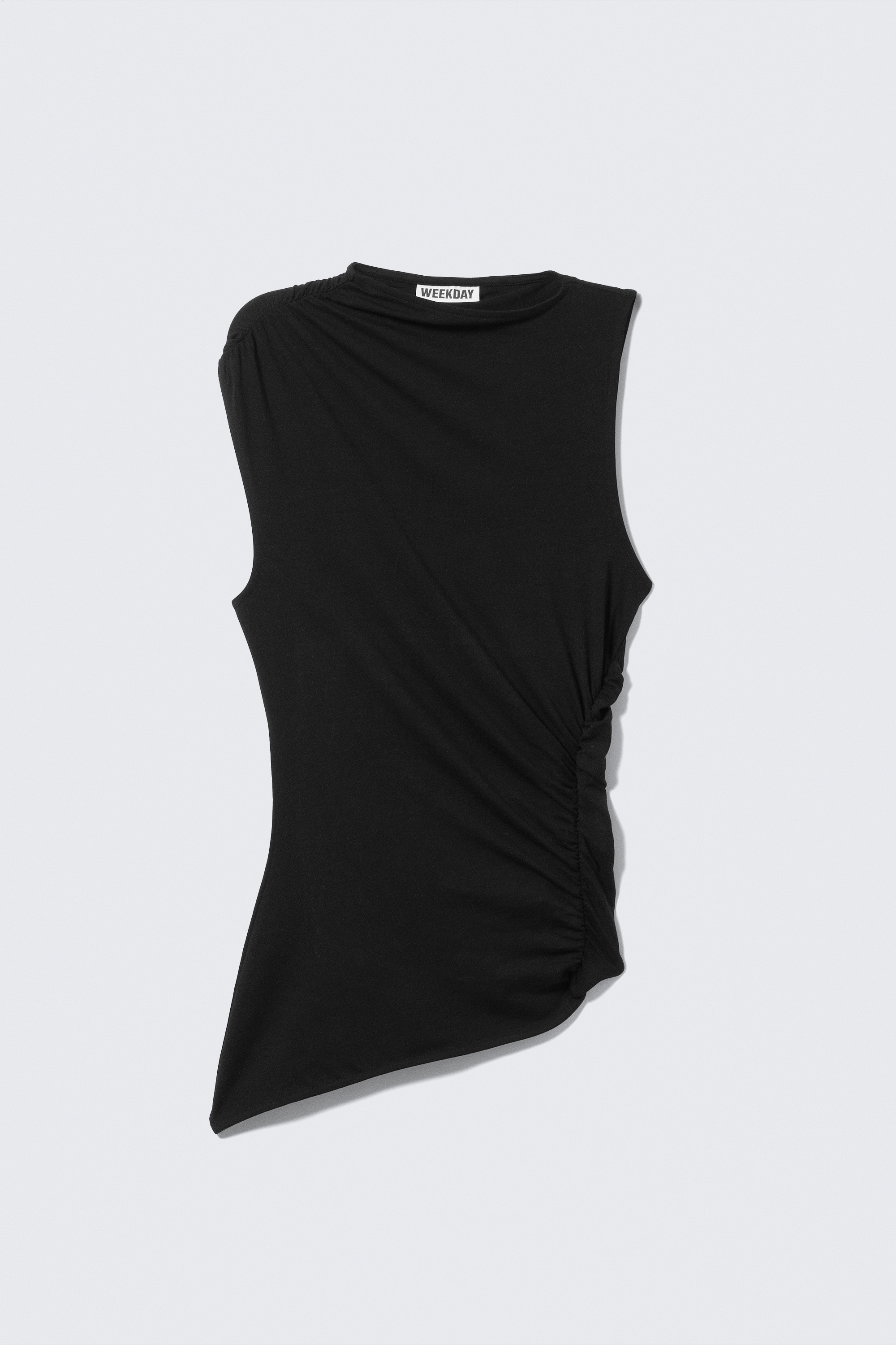 Top Ajustado em Lyocell Draped - Preto/Azul