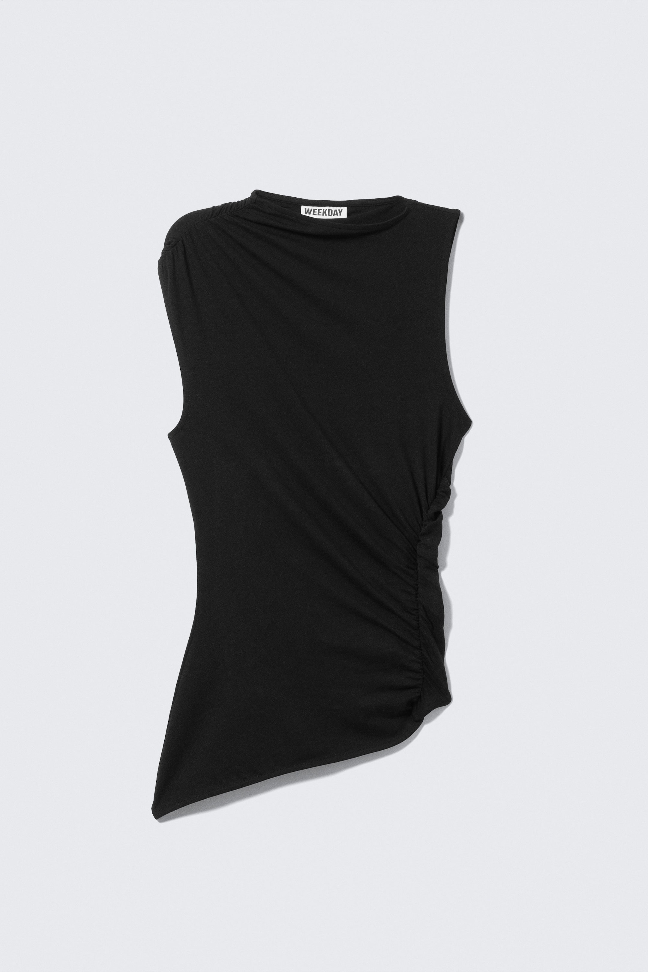 Black - Slim Fit Draped Lyocell Top - 1