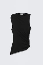 Noir - Top drapé en lyocell Slim Fit - 0