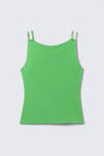 Bright Green - Strappy Boat-Neck Jersey Tank Top - 3