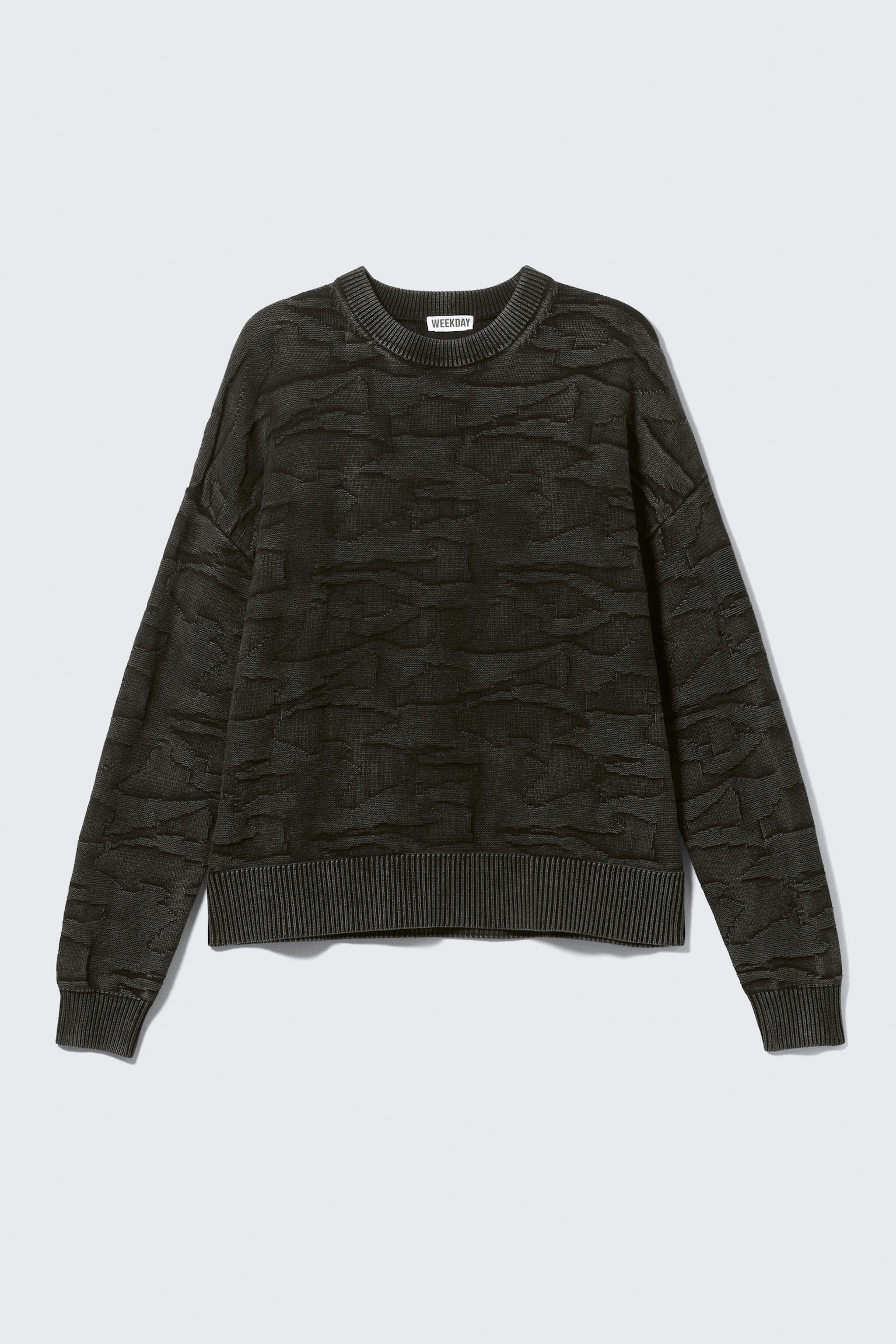 Bawełniany sweter oversize z grafiką - Czarny/Ciemnozielony strukturalny/Czarny - 2
