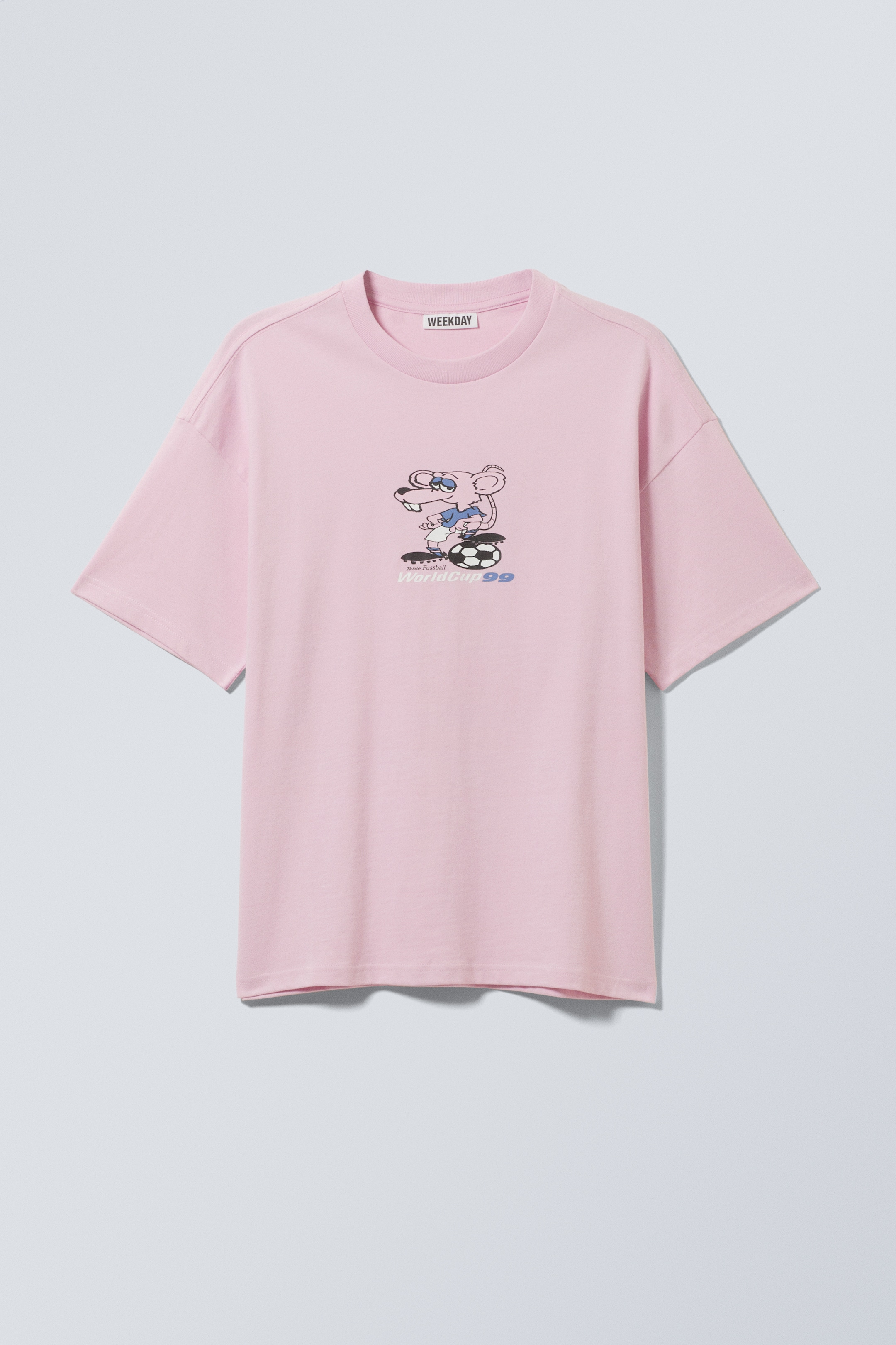 View larger image: Great Boxy Printed Graphic Tee - Light Pink - Fussball Mascot - Men | H&M GB 1