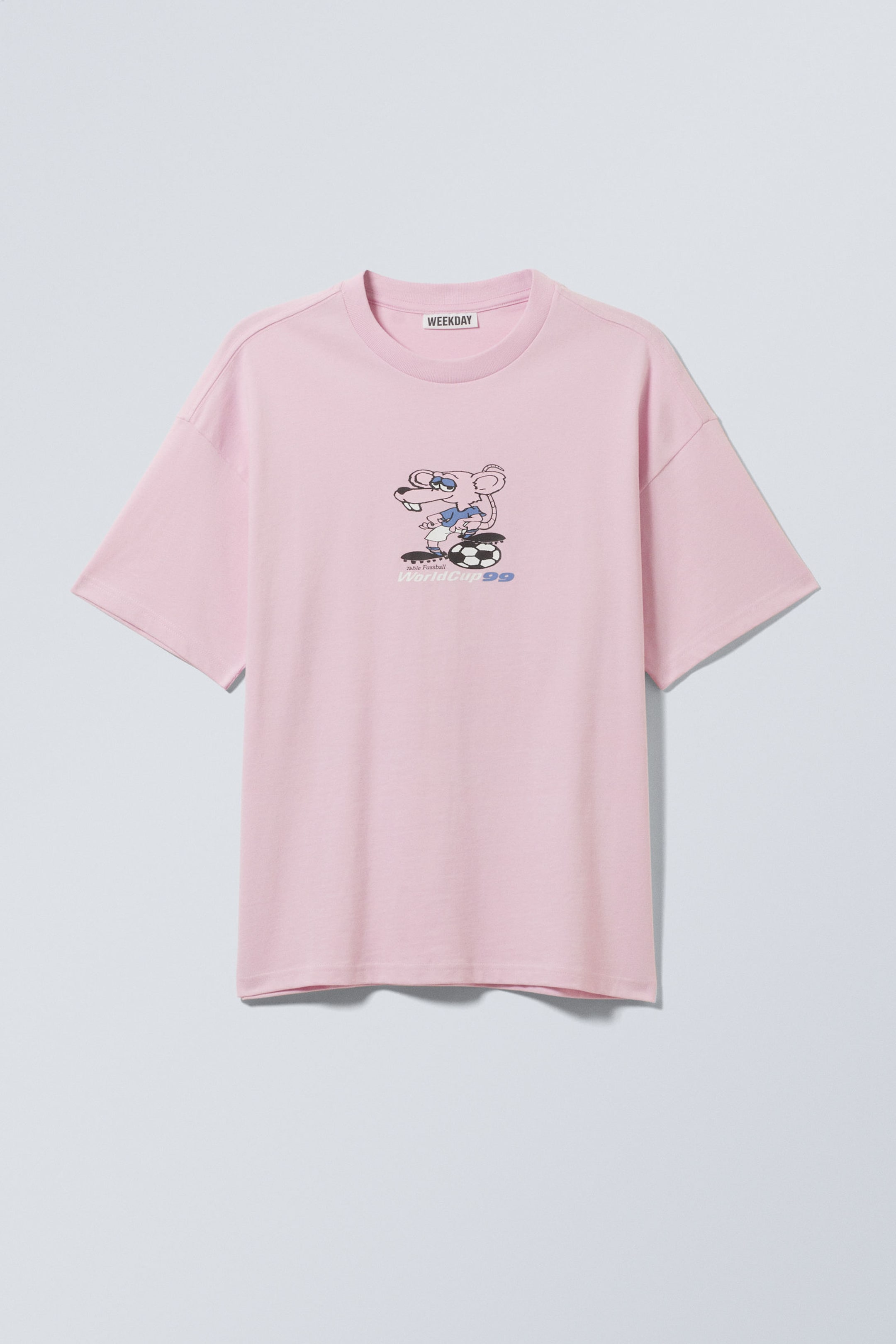 Light Pink - Fussball Mascot - Great Boxy Printed Graphic Tee - 0