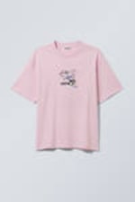 Light Pink - Fussball Mascot - Great Boxy Printed Graphic Tee - 0