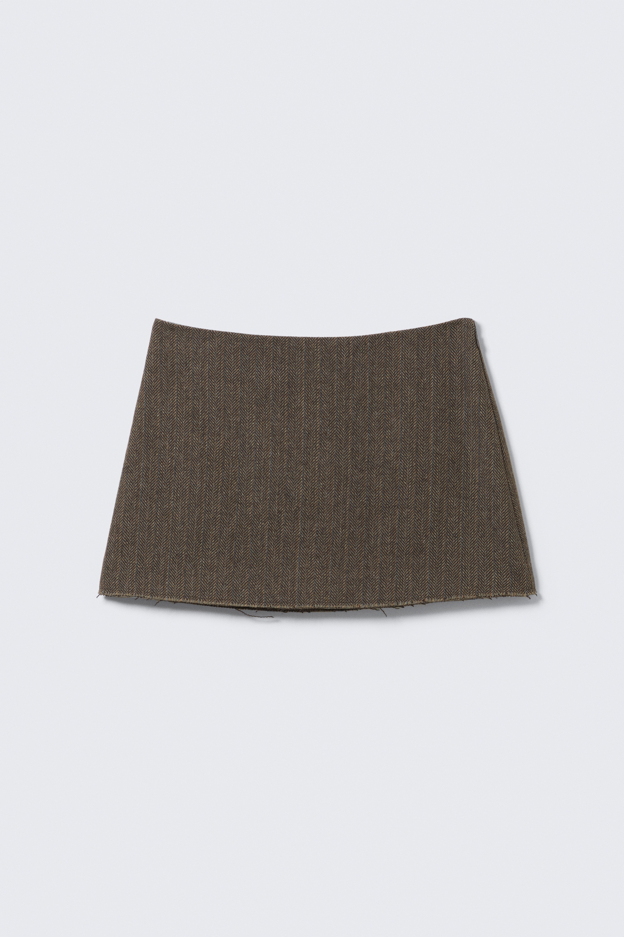 Saia Mini de Sarja - Mole Escuro em Espinha/Xadrez Vermelho Escuro
