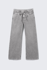 Dusty Grey Overdye - Low Waisted Relaxed Twill Trousers - 5