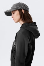 Noir délavé brodé - Casquette de baseball en toile de coton usée - 1