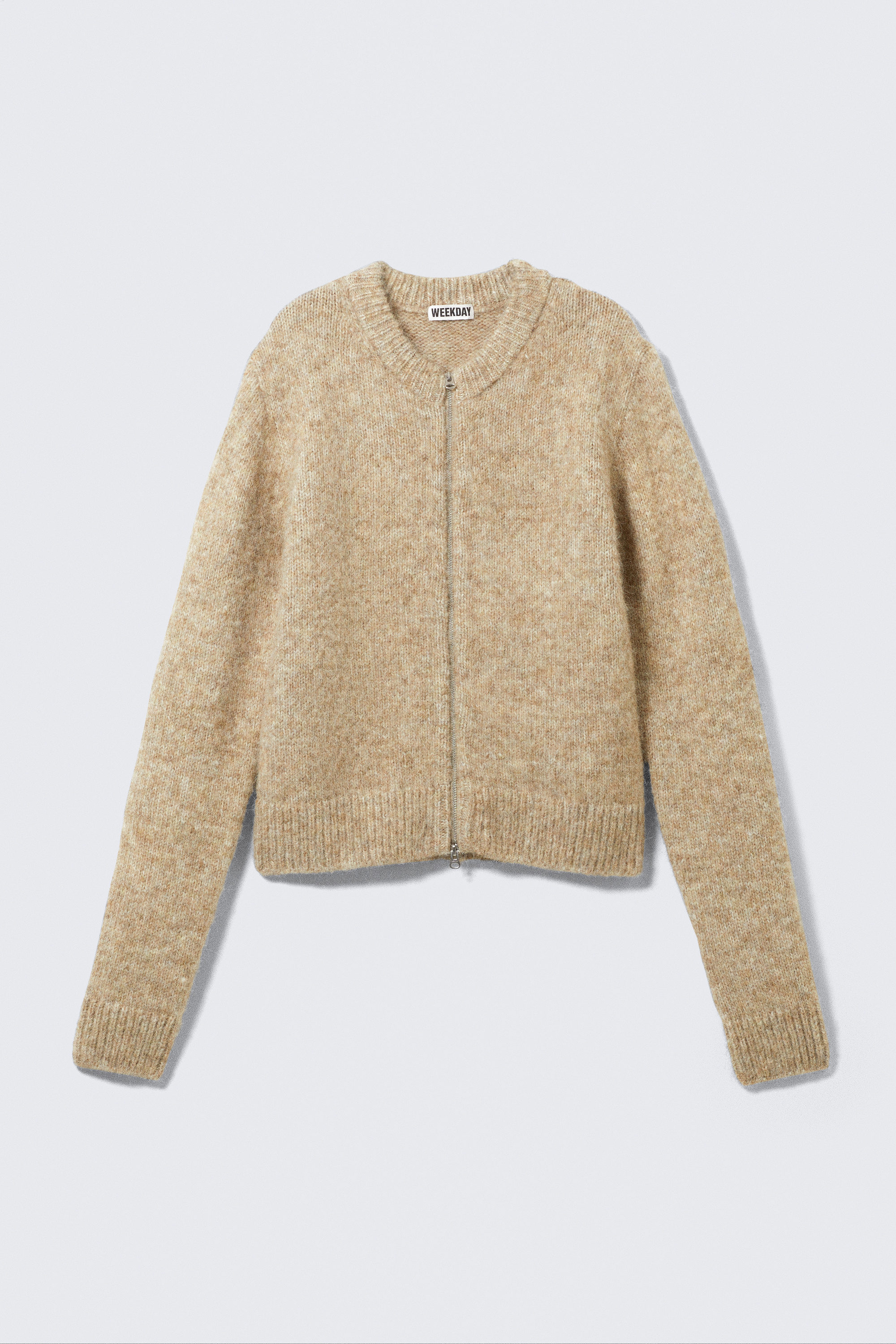 #999588 - Slim Knitted Zip Cardigan - 1
