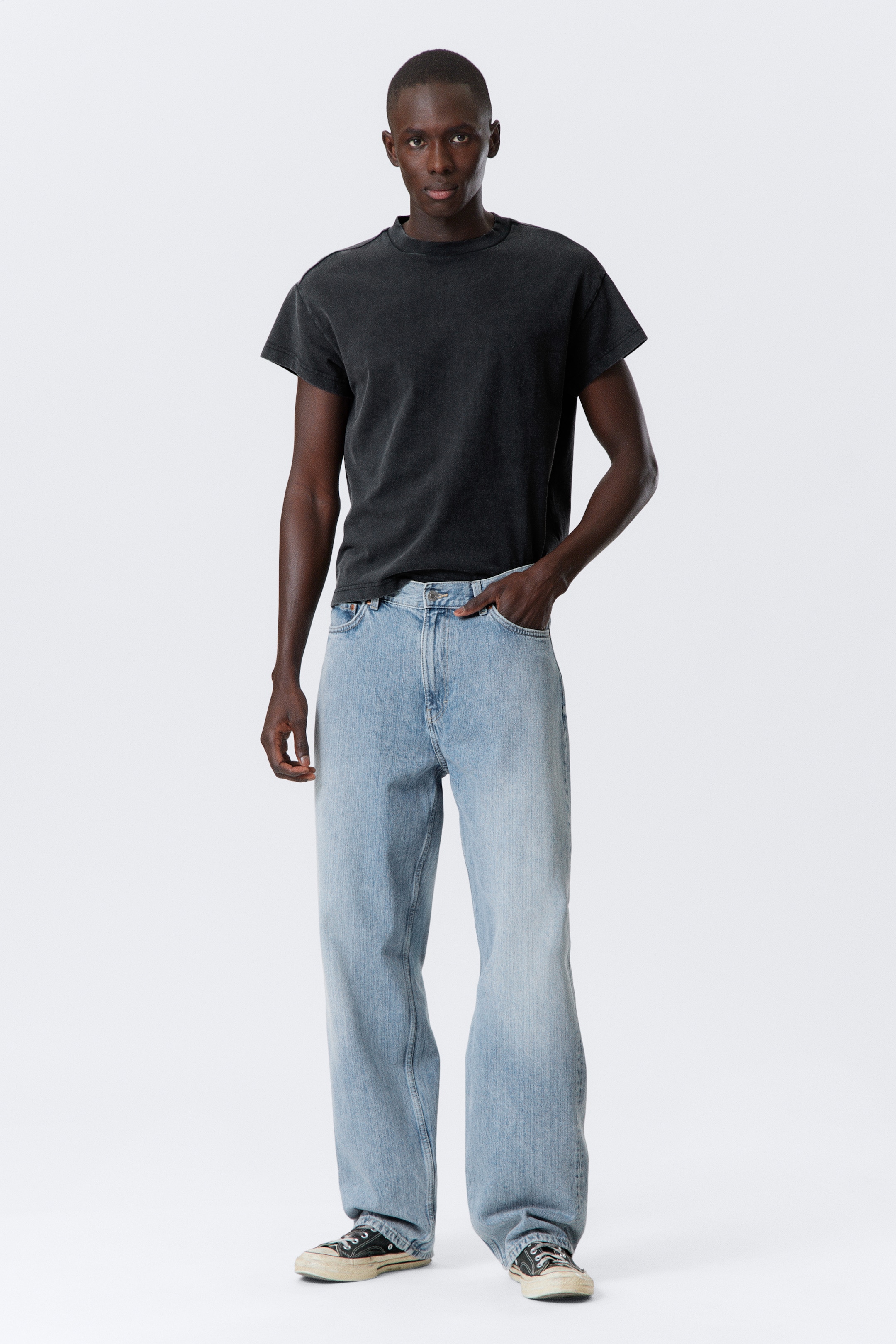 View larger image: Galaxy Loose Straight Leg Jeans - Blue Fade - Medium Blue - Men | H&M GB 1