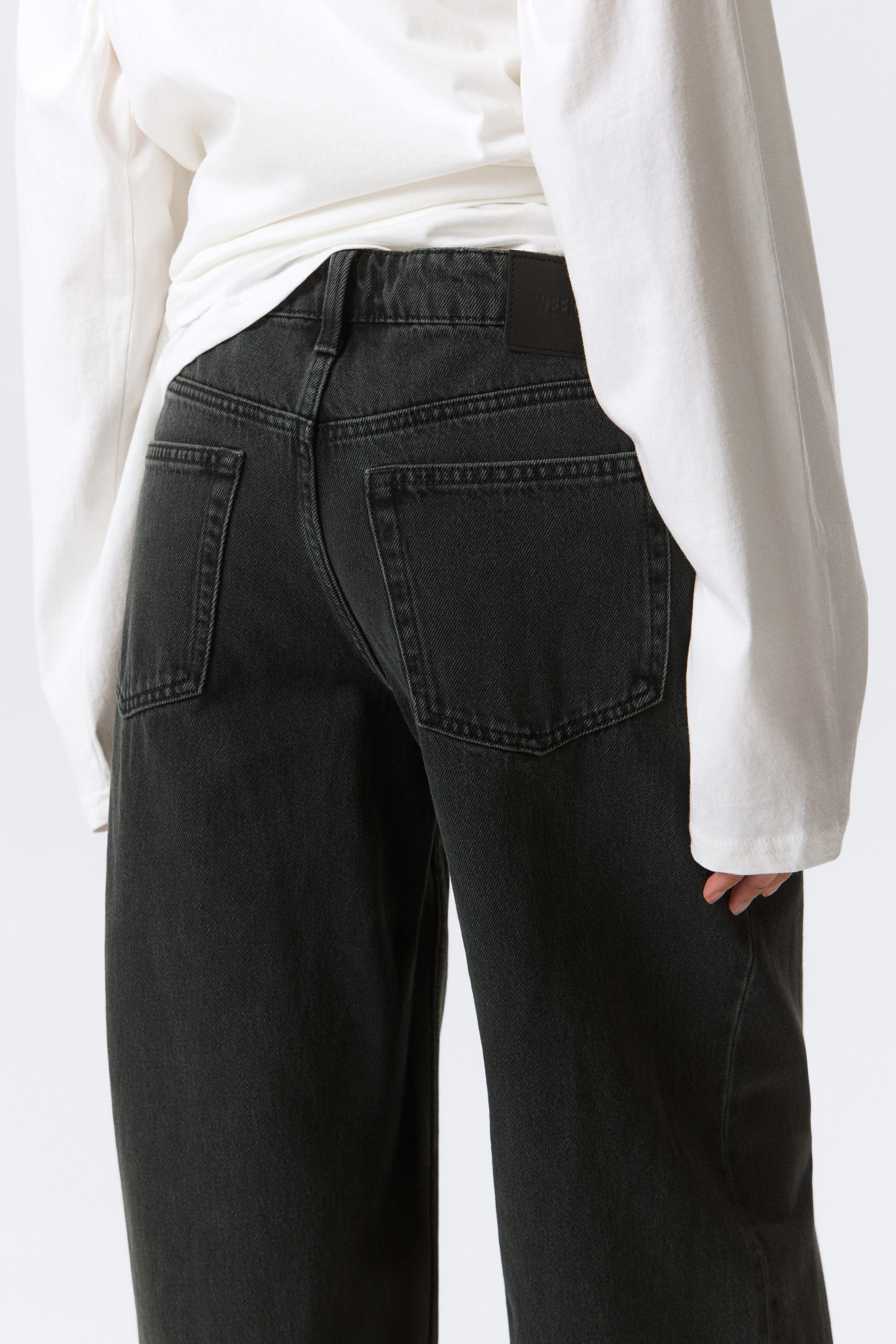 Elegie Black - Black - Ample Low Rise Loose Wide Leg Cuff Jeans - 3