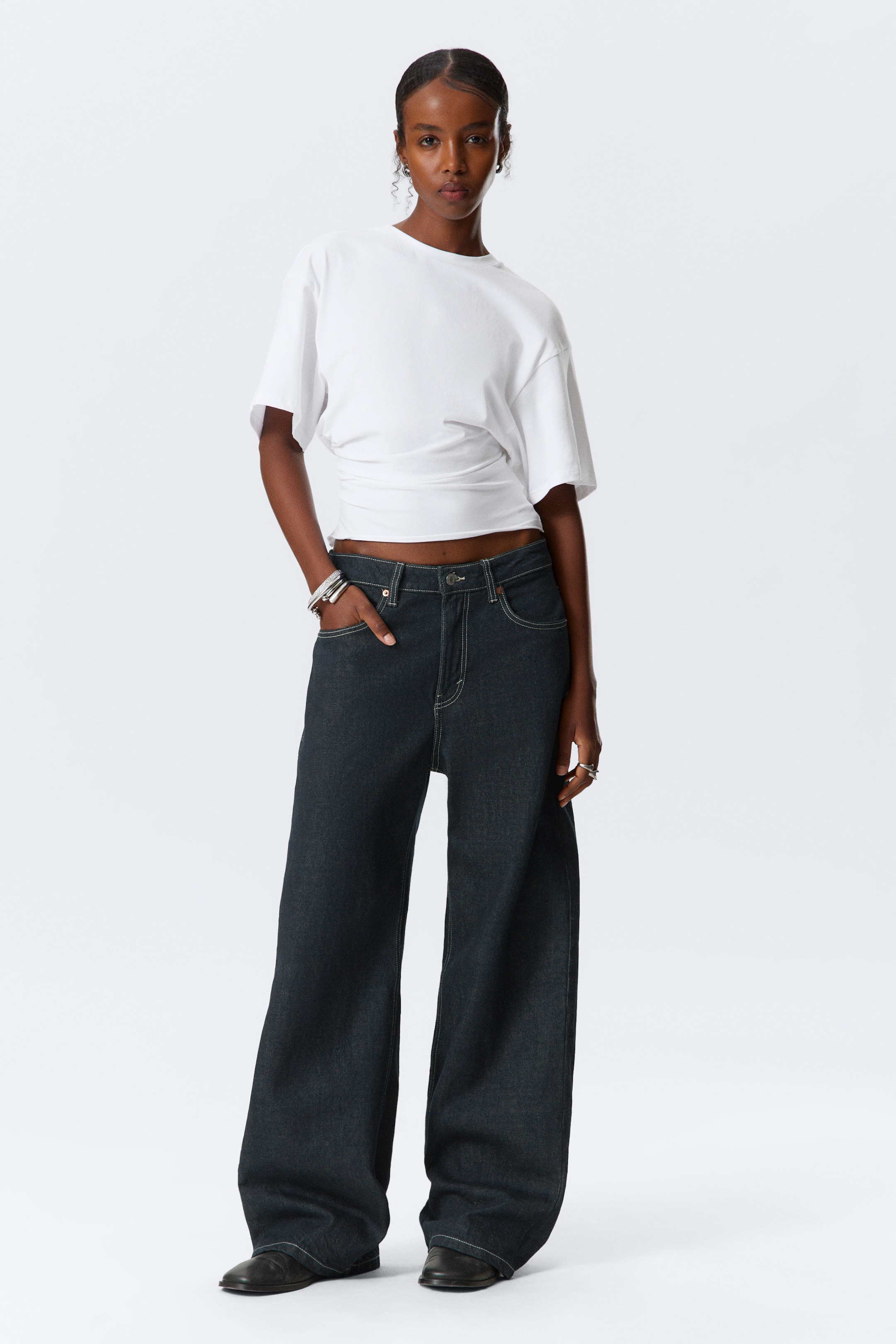 Ingrandisci l'immagine: Missy Low Rise Loose Straight Leg Jeans - Blue Rinse - Dark Blue - DONNA | H&M CH 1