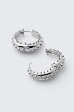 Argent - Boucles d’oreilles créoles à pois - 1