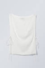 White - Sleeveless Boat-Neck Tie Top - 4