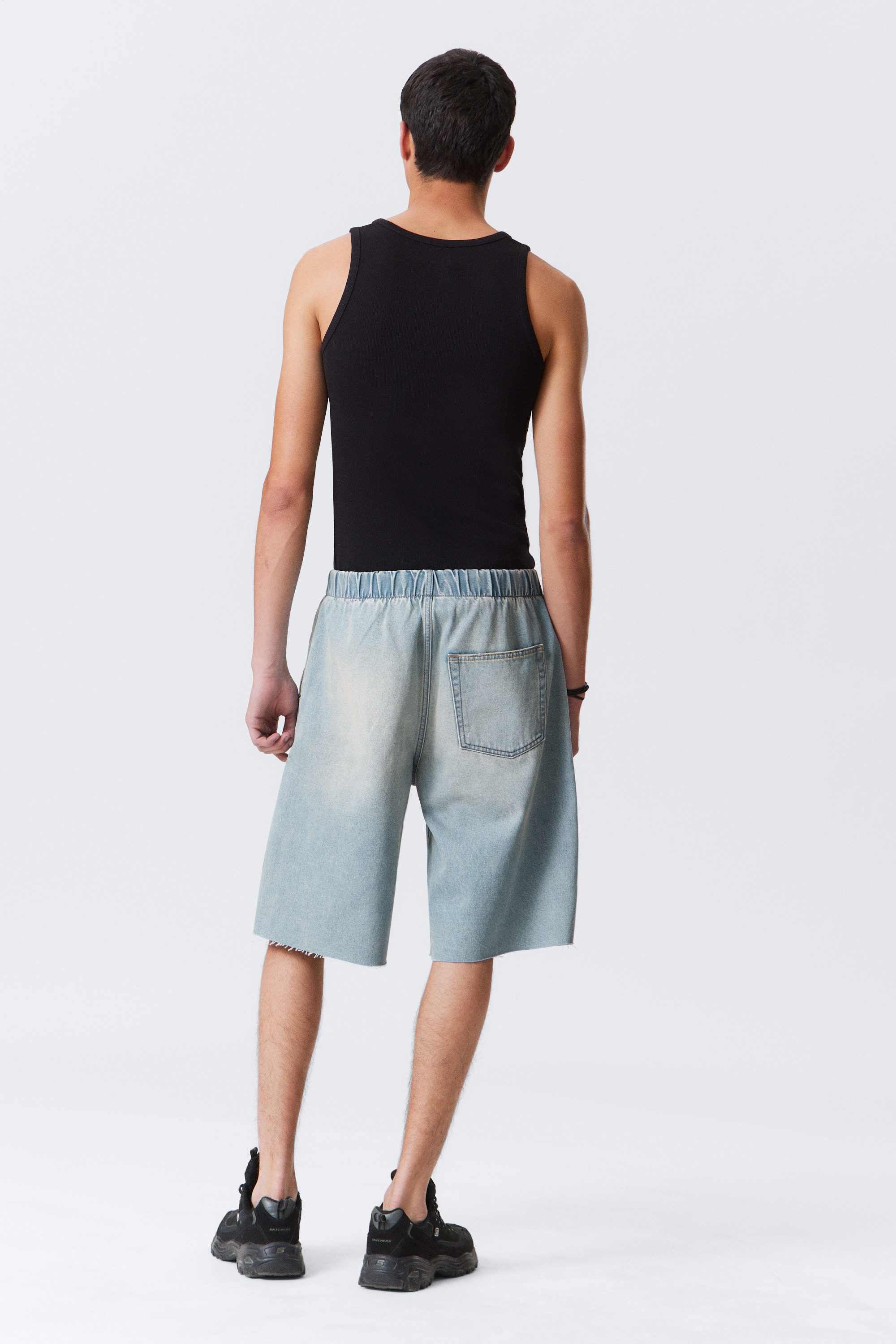 Port Blue - Light Blue - Saturn Loose Fit Pull-On Denim Shorts - 3