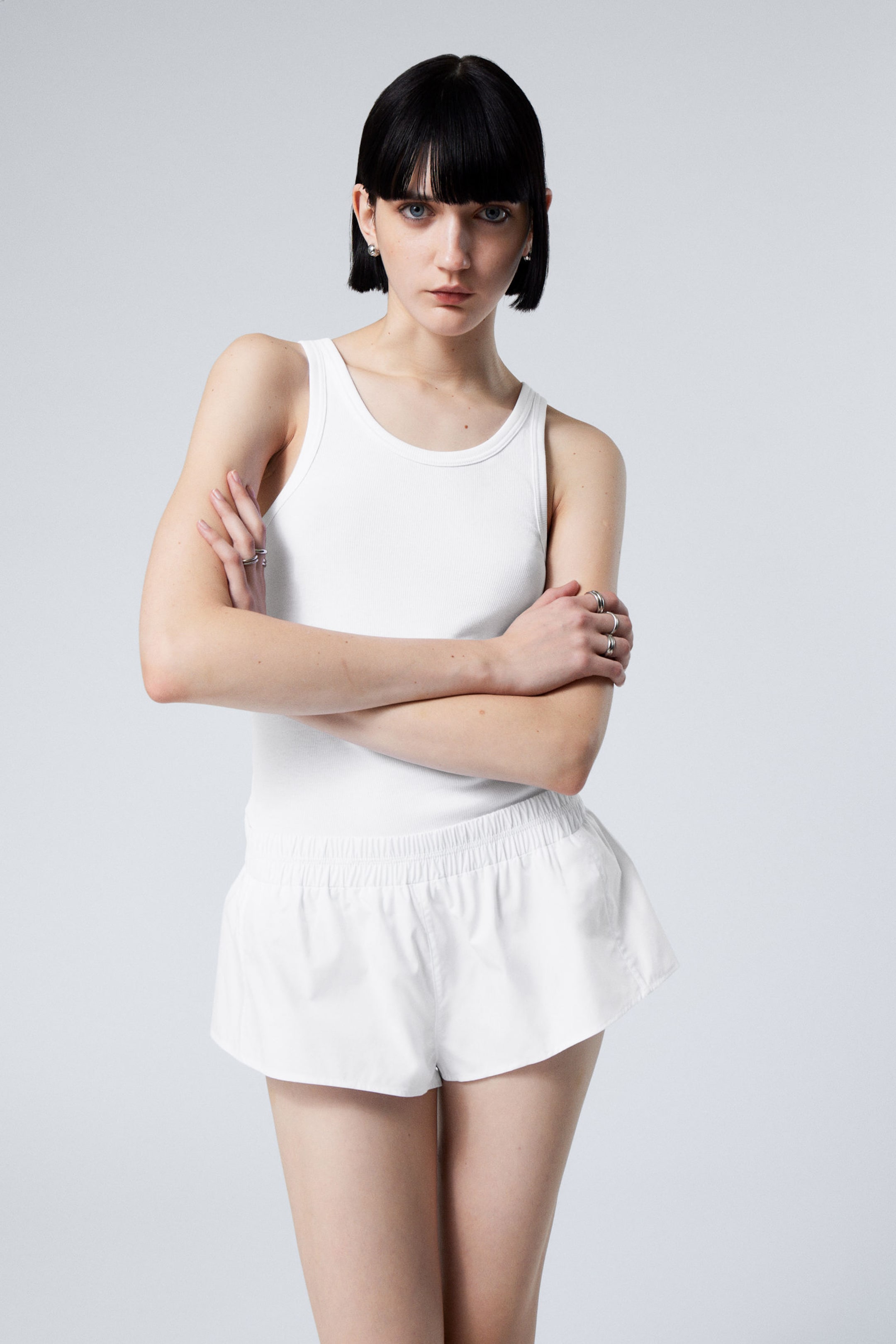 White - Mini Cotton Shorts - 1