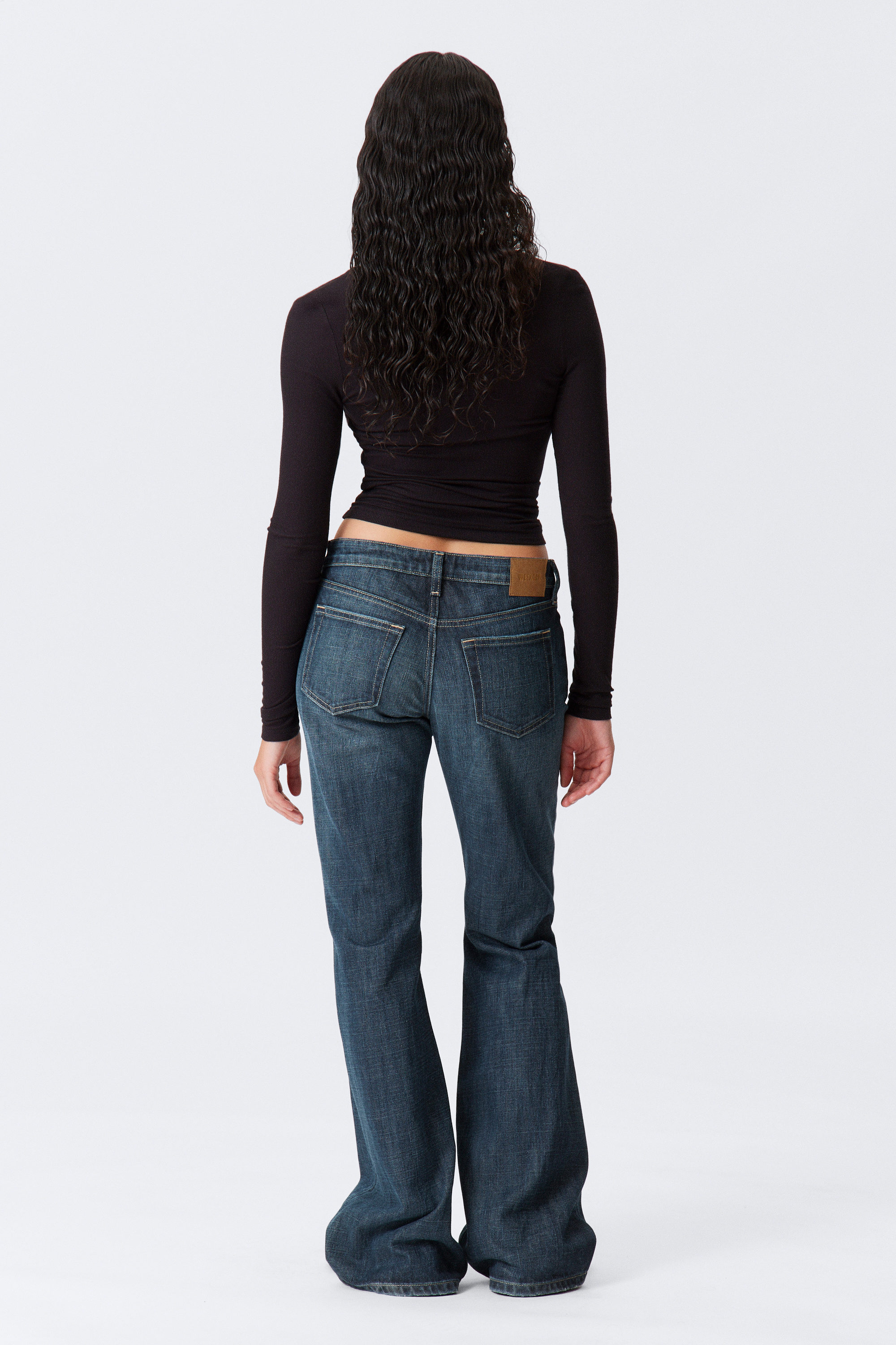 Deep Sea Blue - Dark Blue - Nova Low Rise Slim Bootcut Leg Jeans - 3