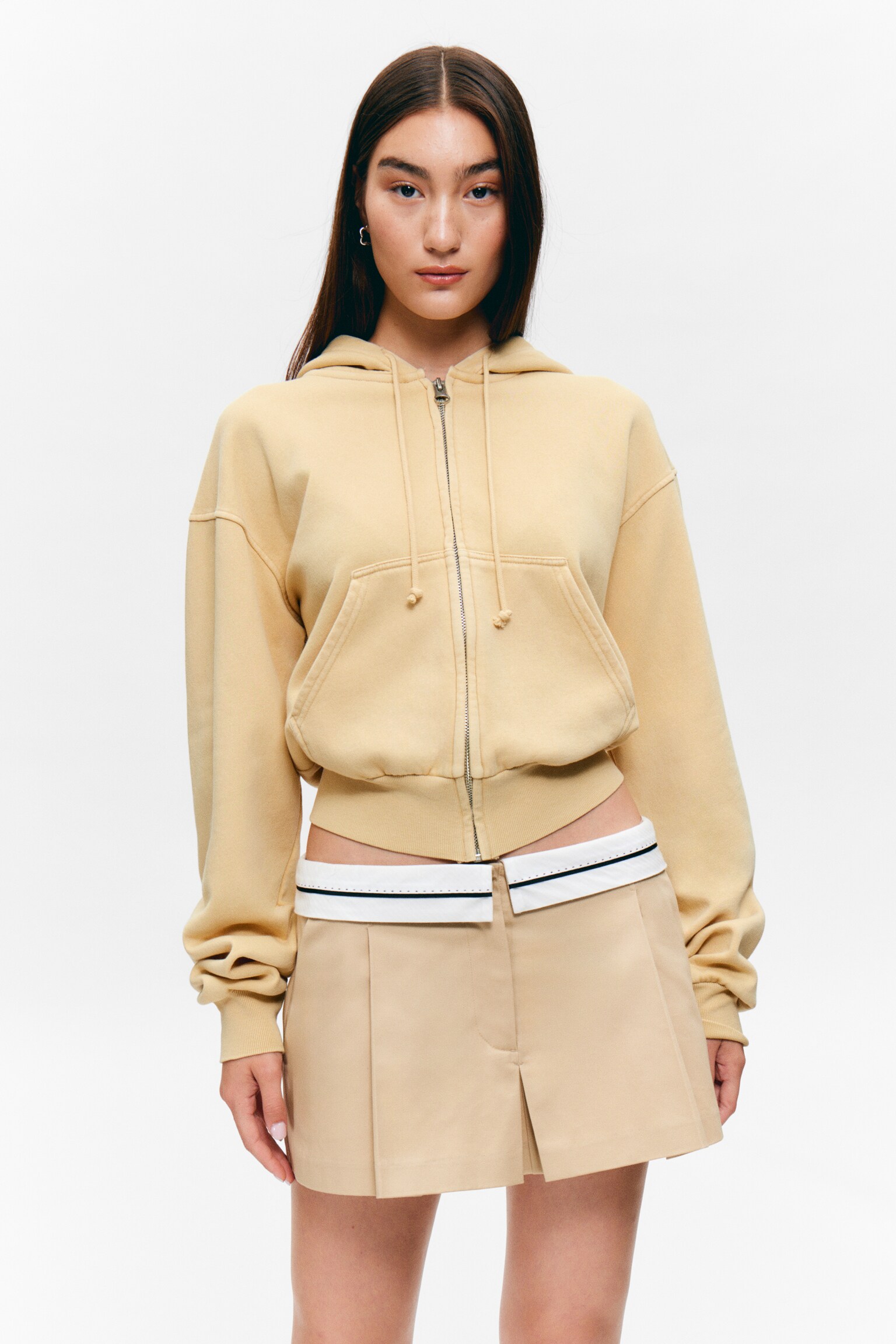 Short Zip Hoodie - Washed Light Beige/Pink - Magic/Dark Brown - Magic - 3