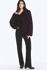 Dark Lilac - Mohair-blend V-neck Sweater - 2