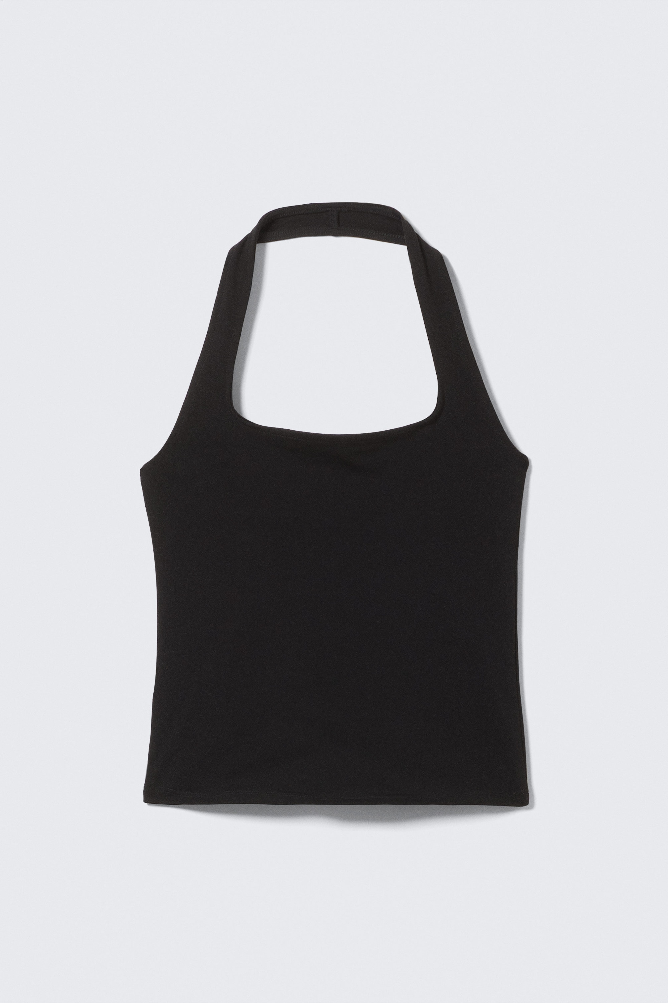 Black - Square Neck Halter Top - 1