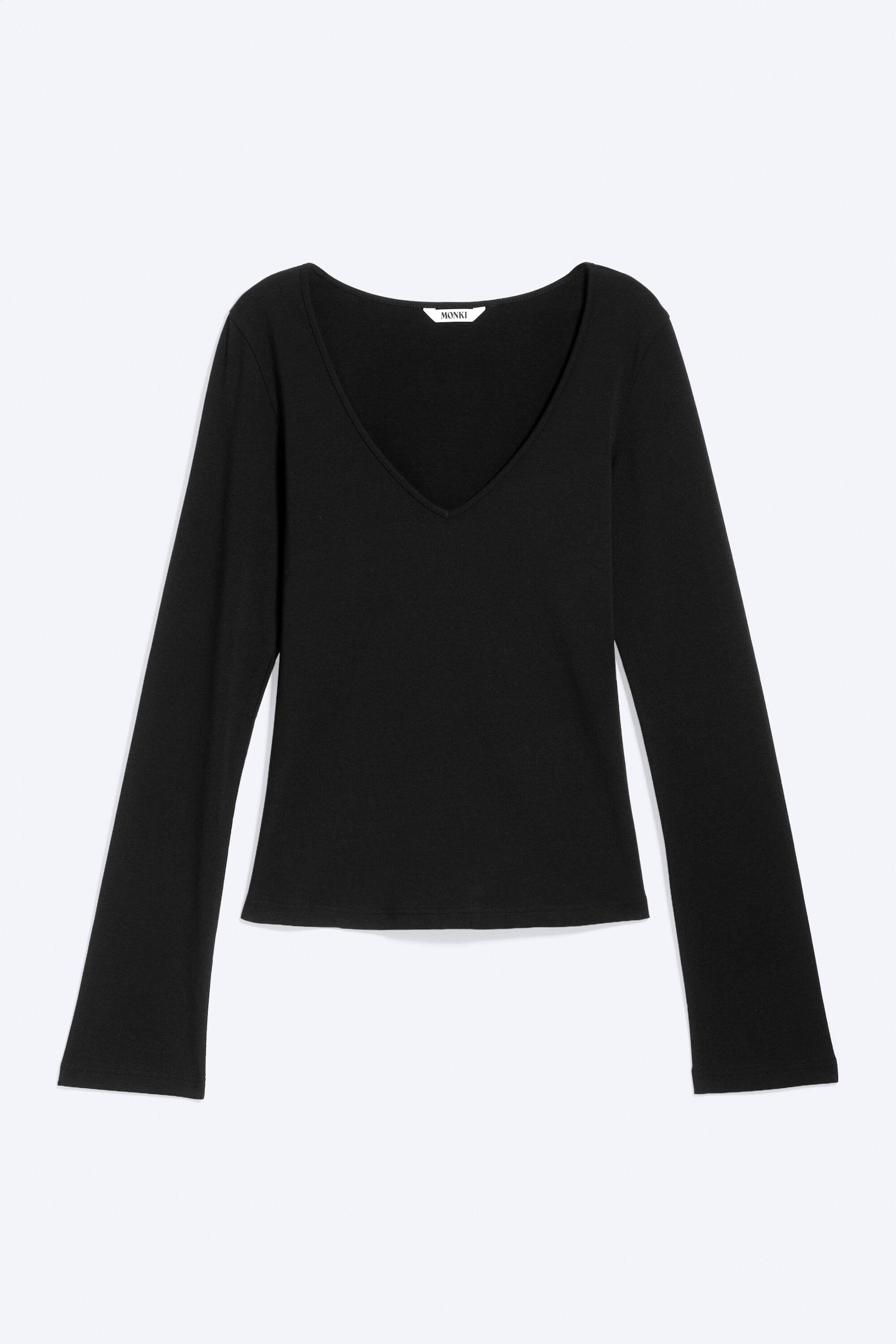 Black - Slim V‑Neck Jersey Top - 3