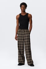 Checked Dark Brown - Relaxed Flannel Pyjama Trousers - 1