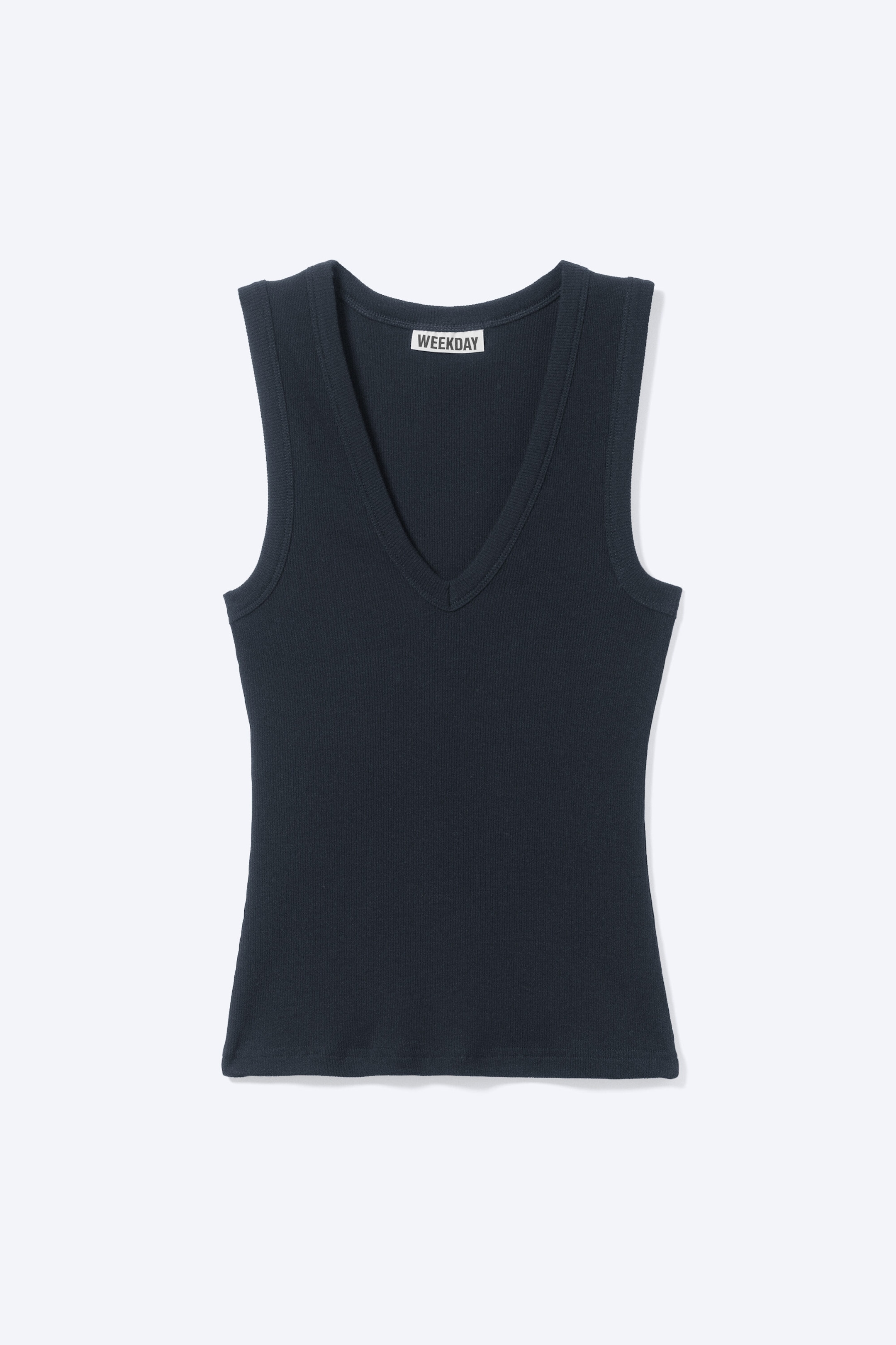 Dark Blue - Ribbed V-neck Tank Top - 5
