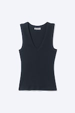 Dark Blue - Ribbed V-neck Tank Top - 5