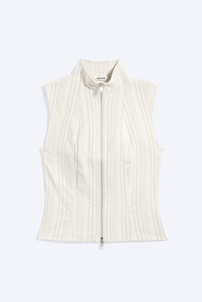 Sleeveless High‑Neck Zip Top - Light Mole/Dusty Grey - 1