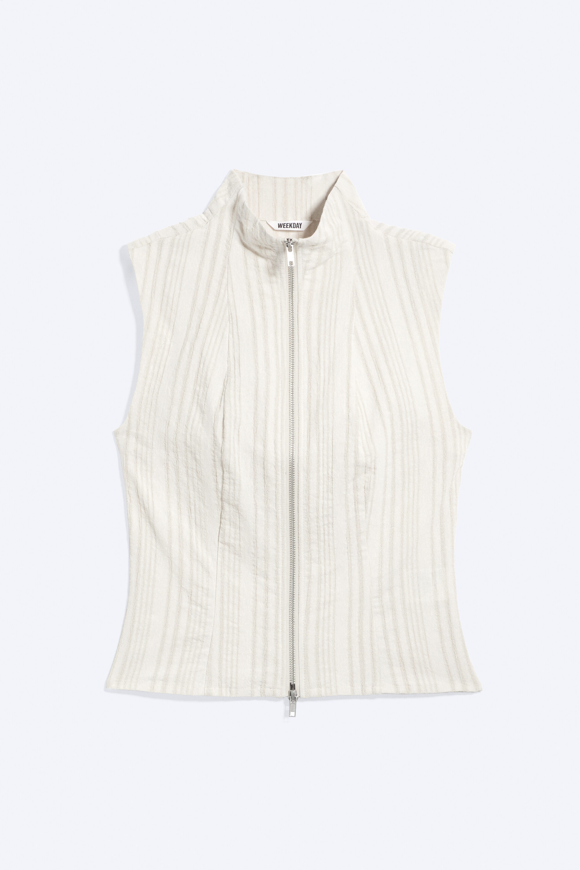 sleeveless high‑neck zip top - Light Mole | Weekday GB