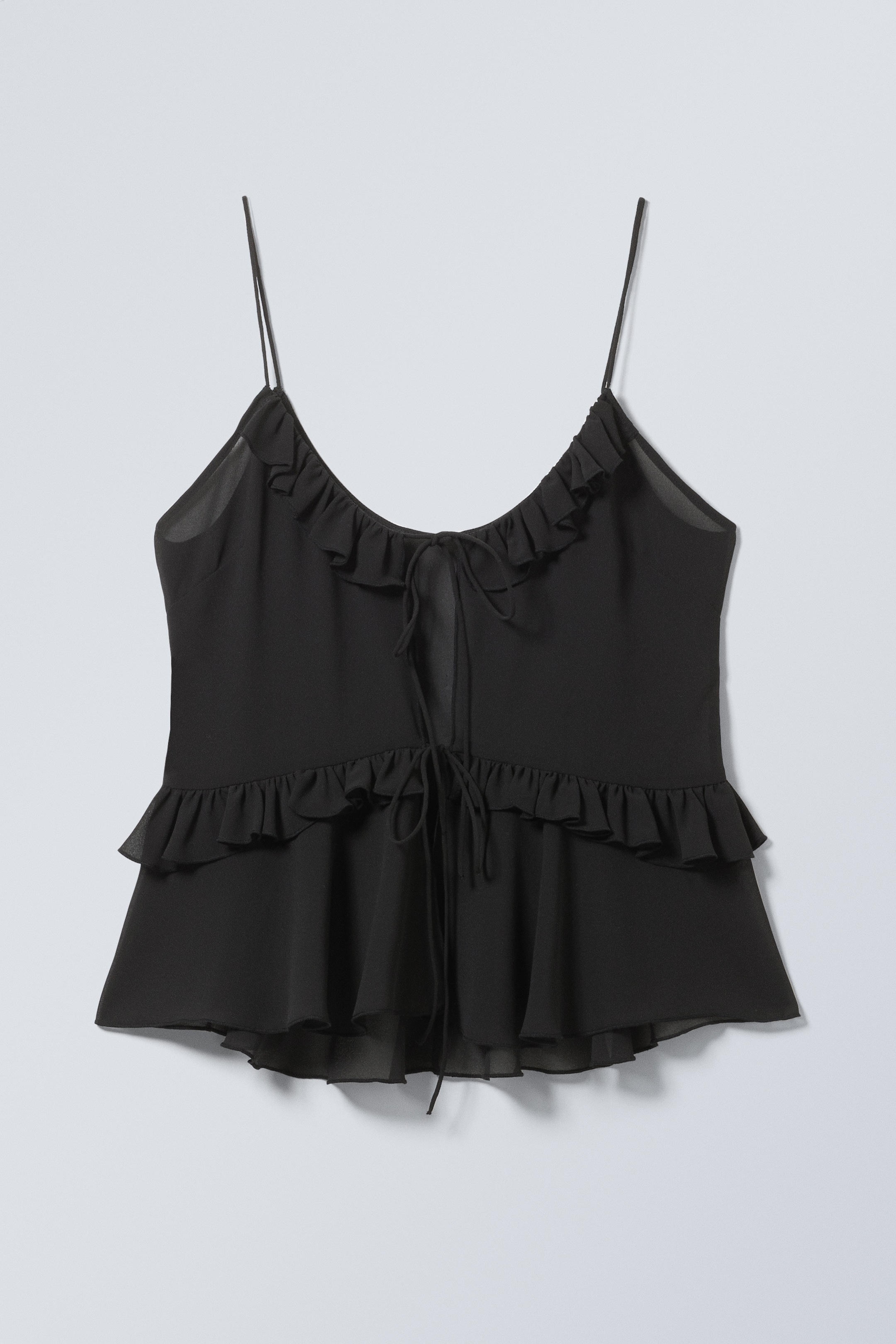 Visualizza immagine più grande: Top con spalline e gale - Nero - DONNA | H&M IT 1