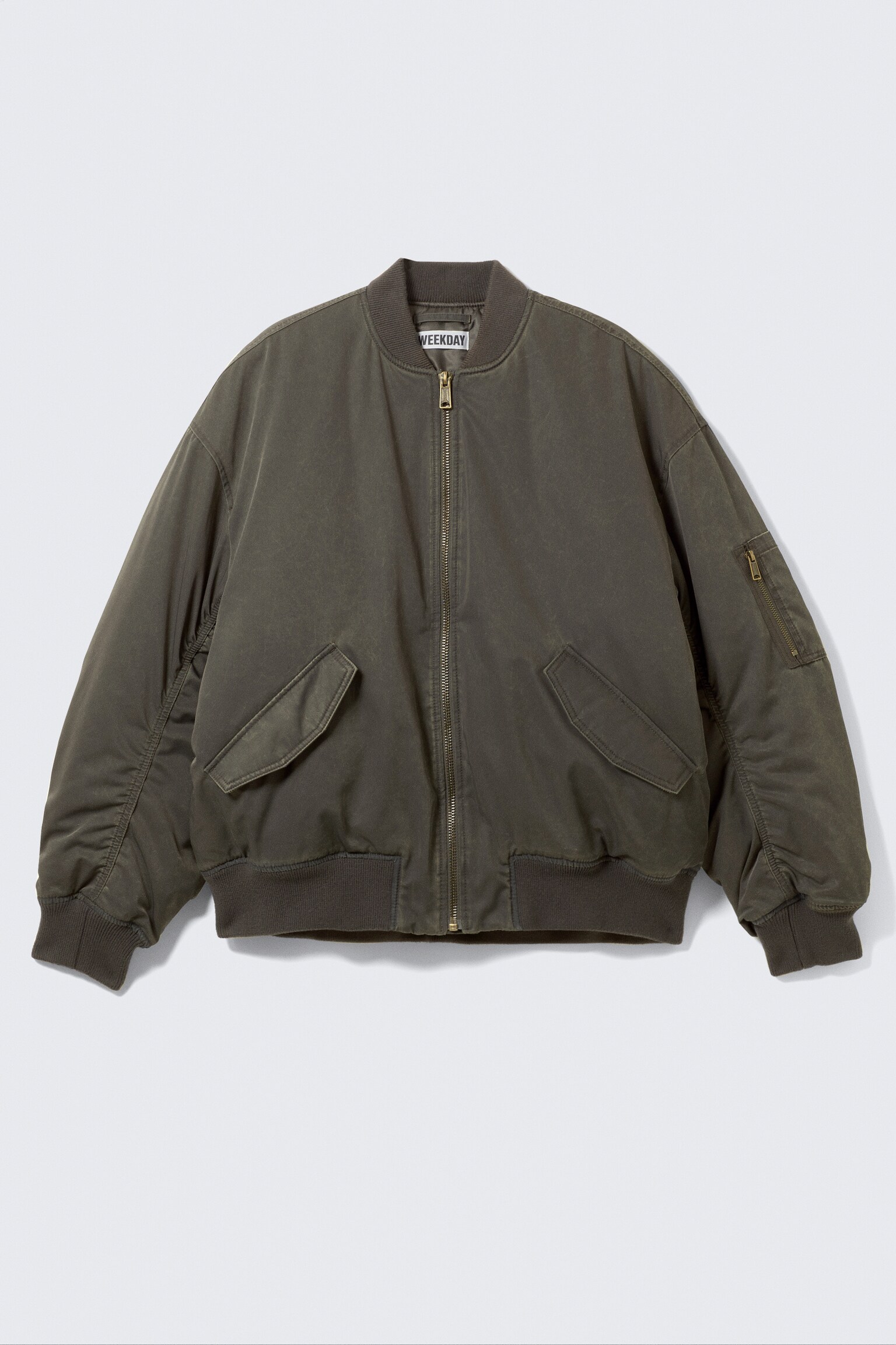 Oversized Twill Bomber Jacket - Dusty Mole/Dark Khaki Green - 2