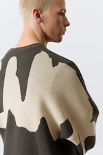Dark Mole - Back Print - Oversized Graphic Knitted Cotton Sweater - 2