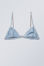 Denim - Printed Triangle Bikini Top - 0