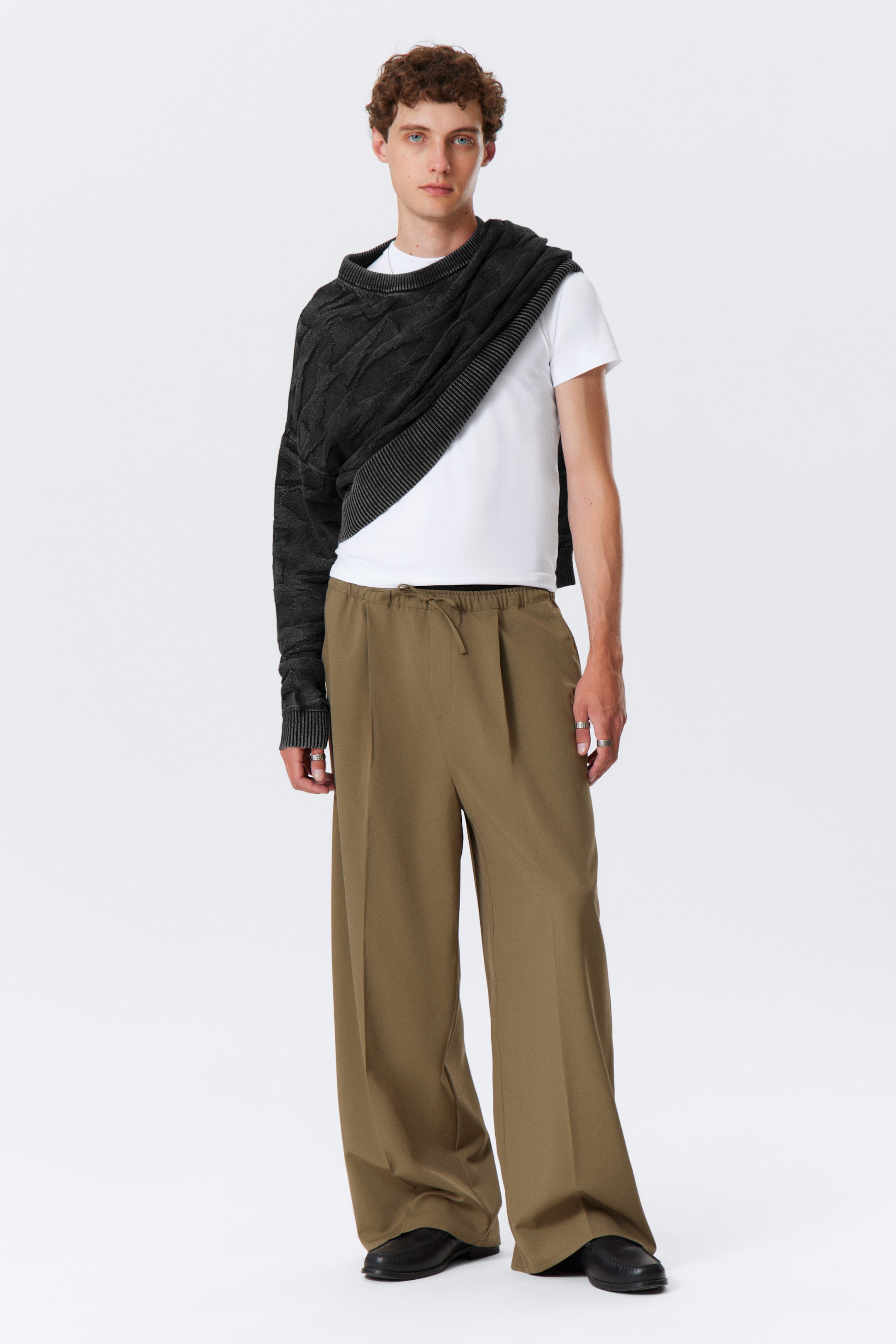 Beige - Oversized Suit Trousers - 1