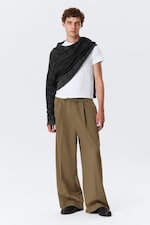 Beige - Oversized Suit Trousers - 0