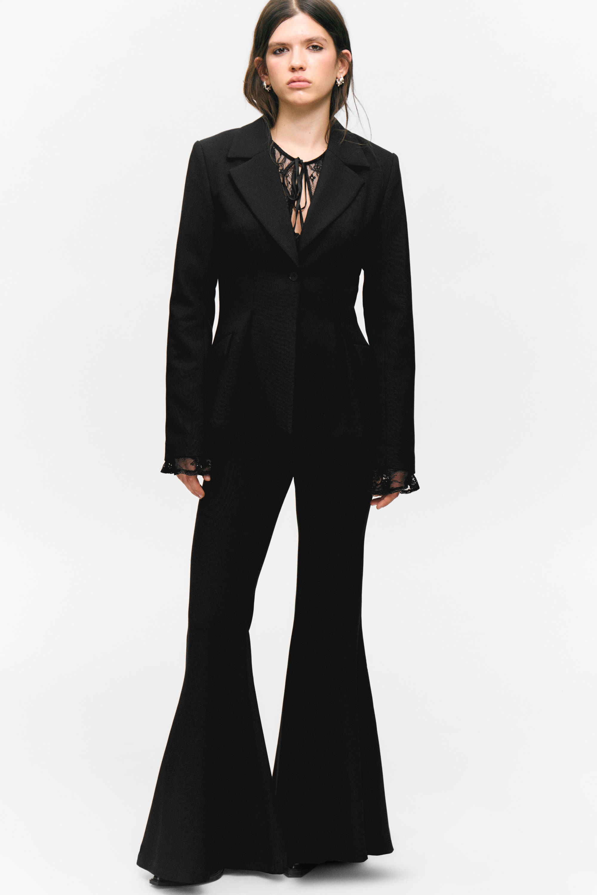 Black - Low-Rise Flared Trousers - 4