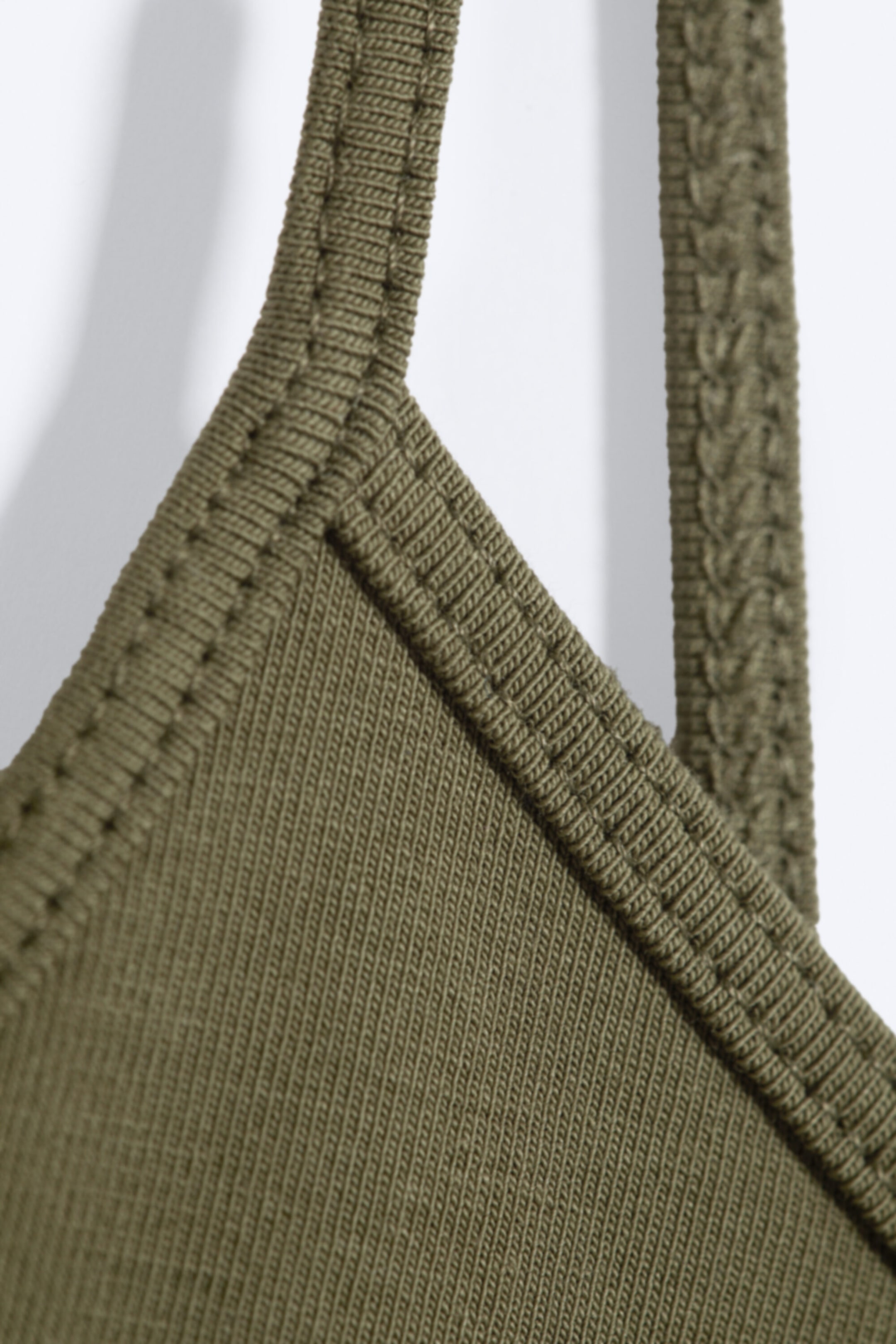 Dusty Khaki Green - Slim V-neck Cotton Singlet - 5