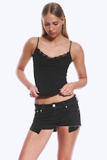 Black - Strappy Laced Camisole - 0