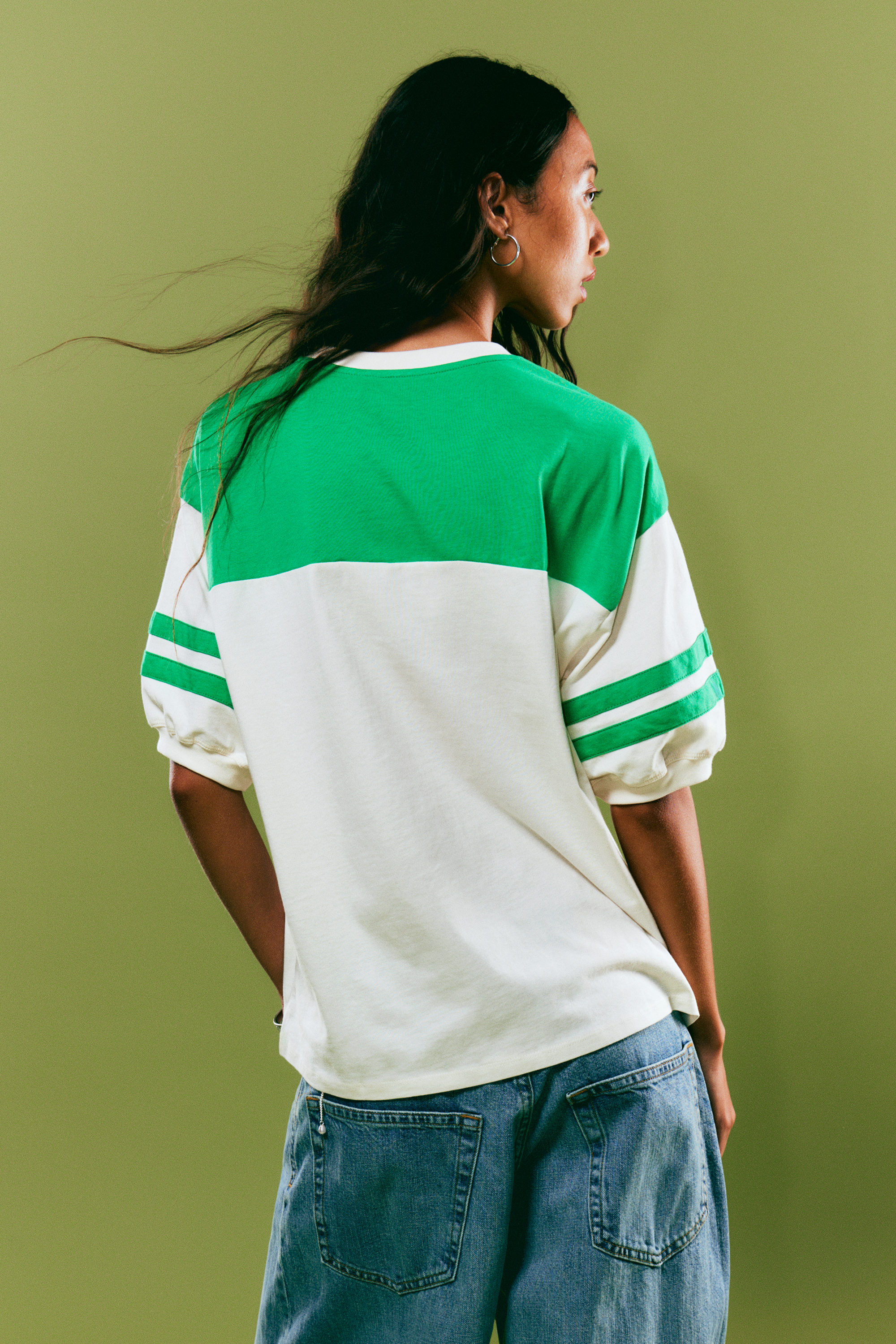 White & Green - Tiger Fury - Graphic Short-Sleeved Varsity T-shirt - 3