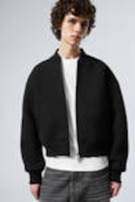 Black - Loose Scuba Bomber Jacket - 2