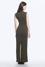 Dark Grey - Sleeveless Cotton Jersey Maxi Dress - 2